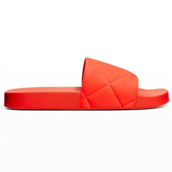 Bottega Veneta Men's Red/Orange Quilted Rubber Slide Sandals - Picture 13 of 16